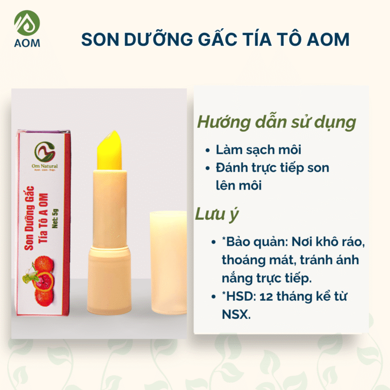 Hướng dẫn sử dụng Son dưỡng gấc tía tô
