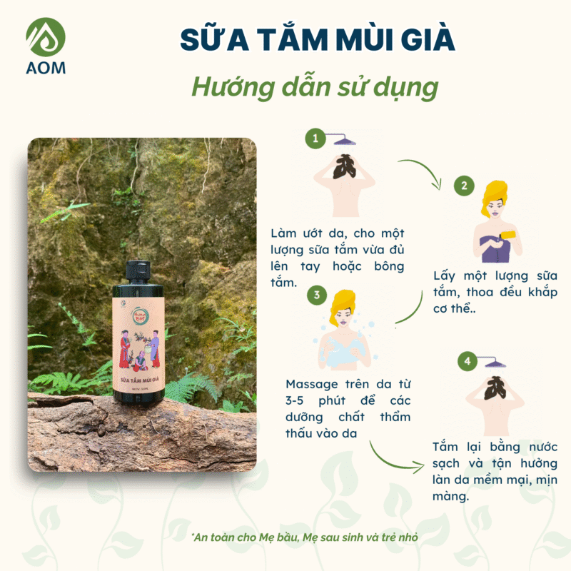 Hướng dẫn sử dụng Sữa tắm Mùi già