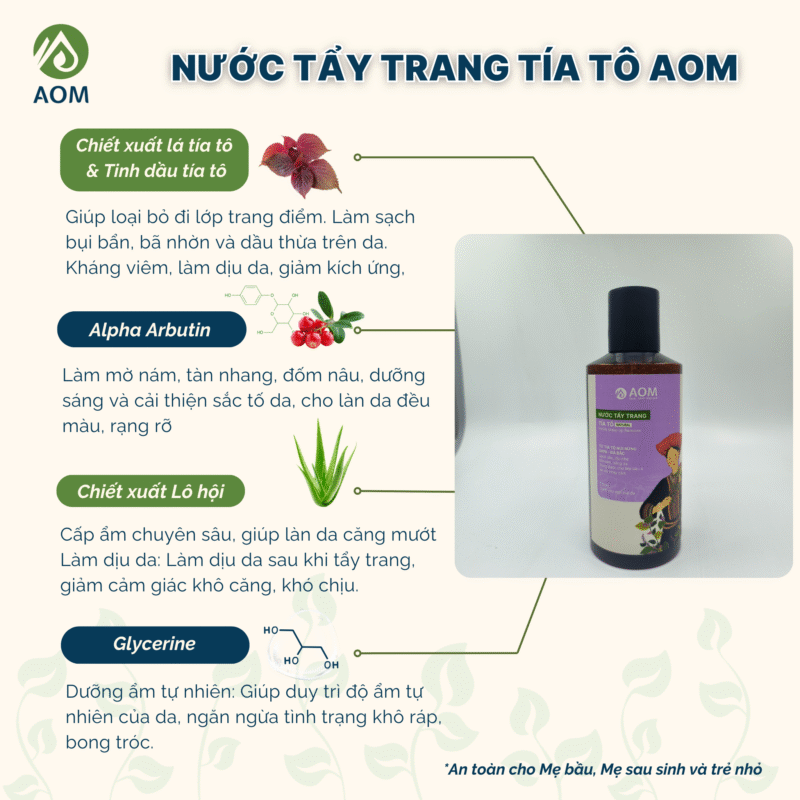Thành phần Nước tẩy trang Tía tô