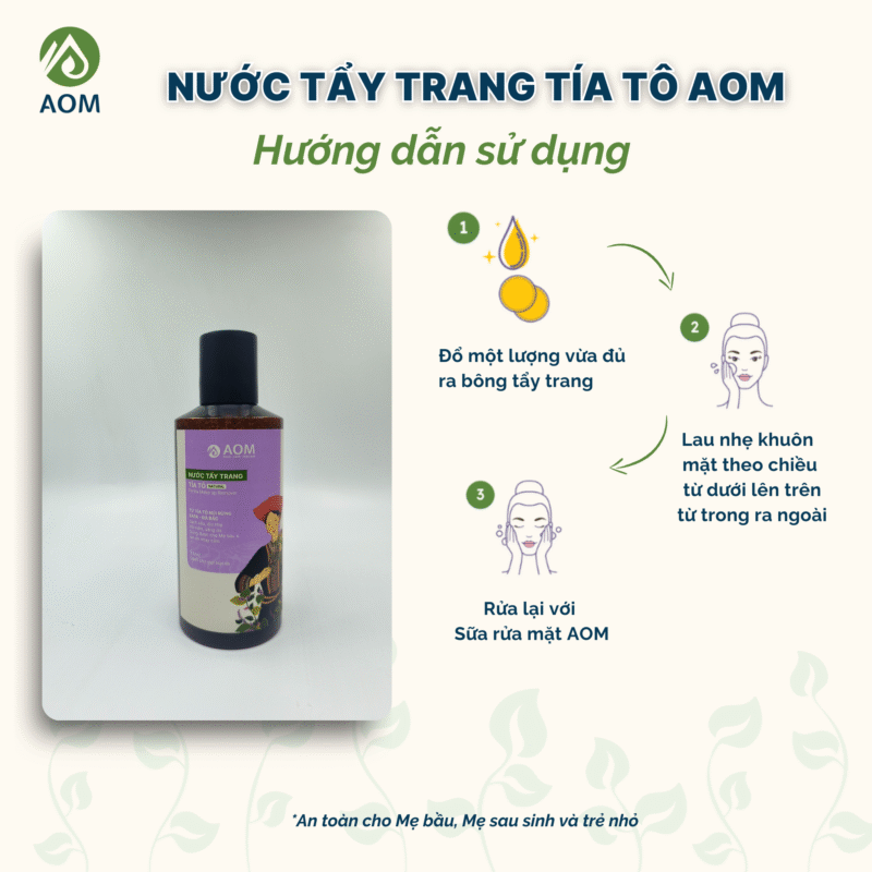 Hướng dẫn sử dụng Nước tẩy trang Tía tô
