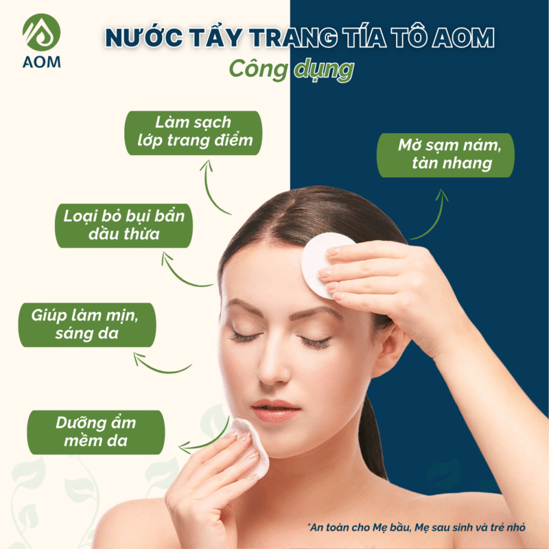 Công dụng Nước tẩy trang Tía tô
