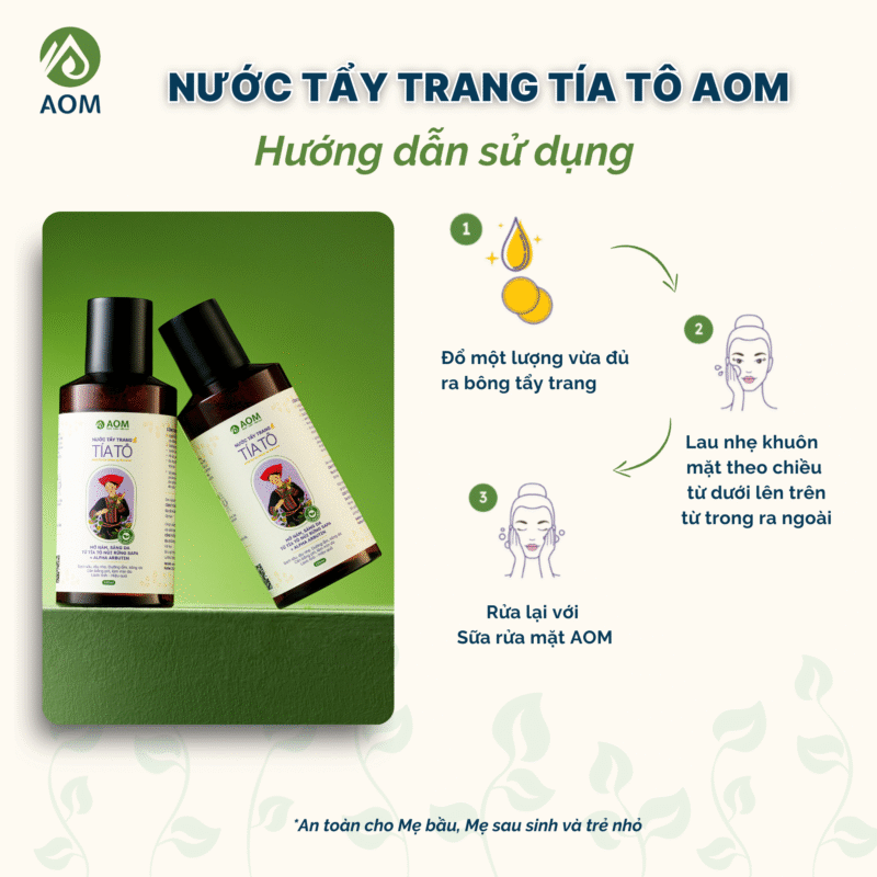 Hướng dẫn sử dụng Nước tẩy trang Tía tô