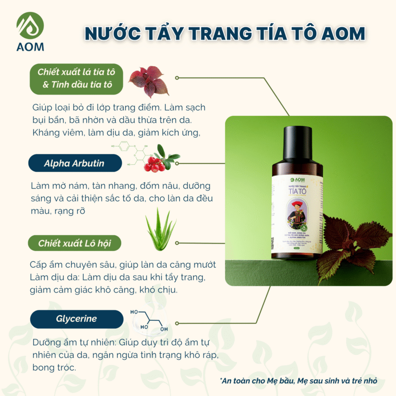 Thành phần Nước tẩy trang Tía tô