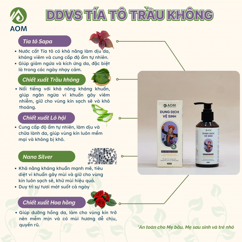 Thành phần Dung dịch vệ sinh Tía tô Trầu không
