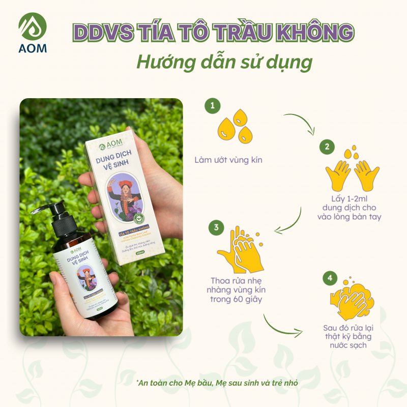 Hướng dẫn sử dụng Dung dịch vệ sinh Tía tô Trầu không
