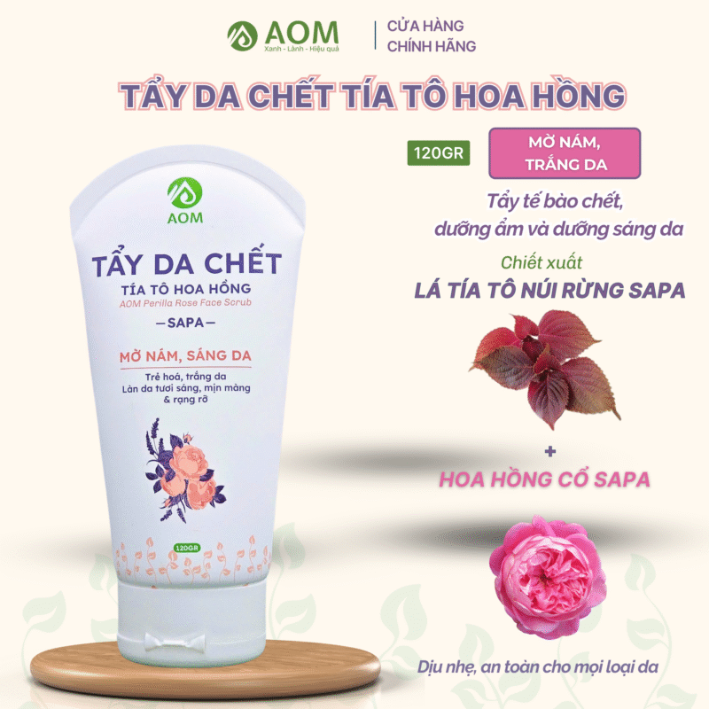 Tẩy da chết Tía tô Hoa hồng AOM