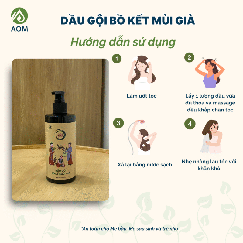 Hướng dẫn sử dụng Dầu gội Bồ kết Mùi già