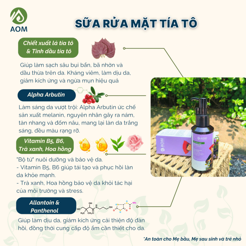 Sữa rửa mặt Tía tô AOM